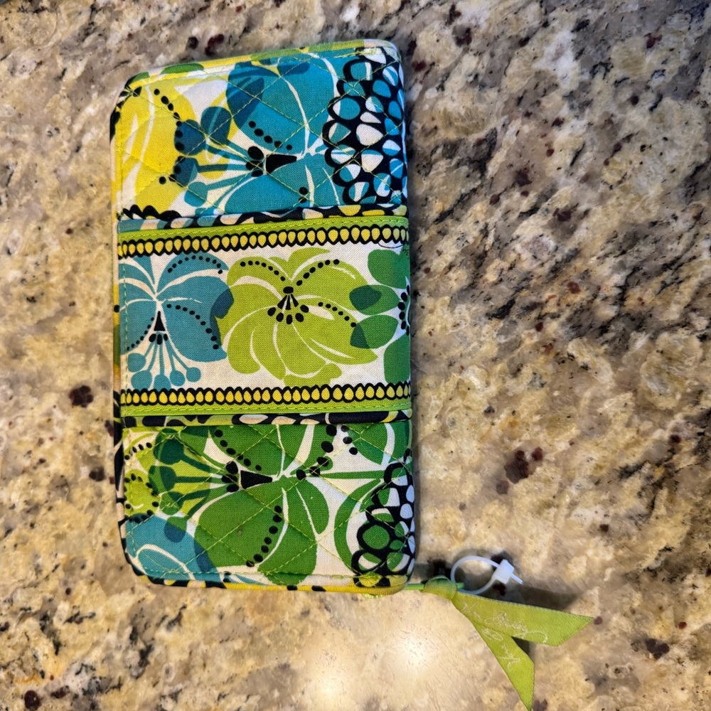Vera Bradley Zip Around Wallet - Green and Blue